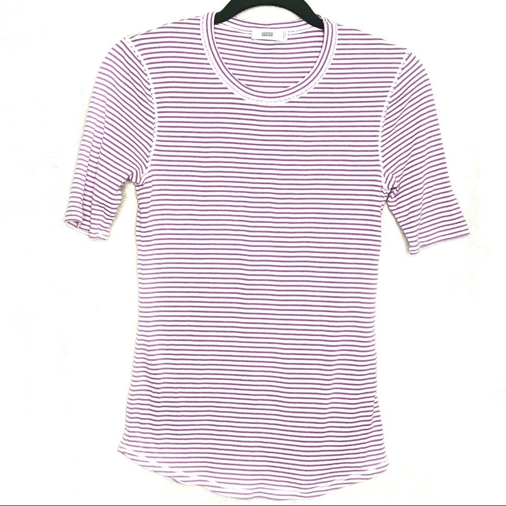 Closed Purple Stripe Short Sleeve Fitted Top Sz S